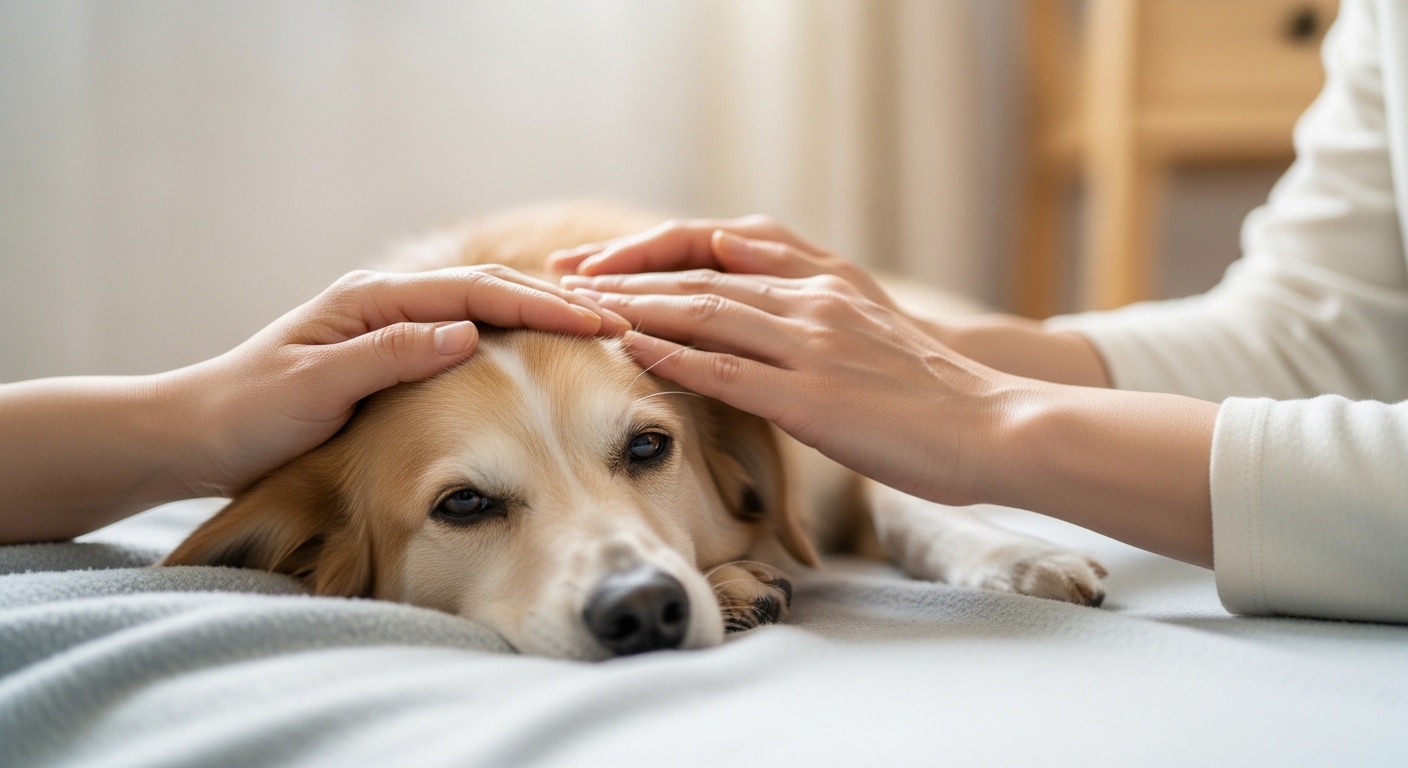 老犬の夜鳴き対策を考えるイメージ