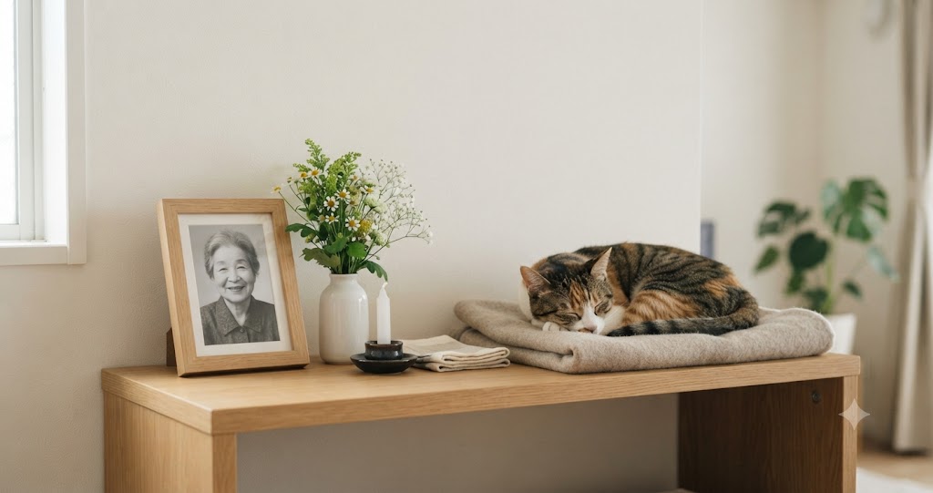 動物セレモニーで猫の生まれ変わりや再会への思いを穏やかにイメージした雰囲気を表すイメージ画像