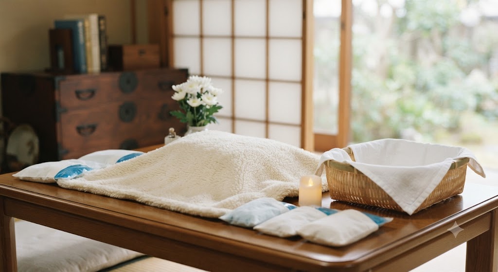 ペット火葬までの間、白い布と保冷剤、花を用いて静かに安置する準備のイメージ