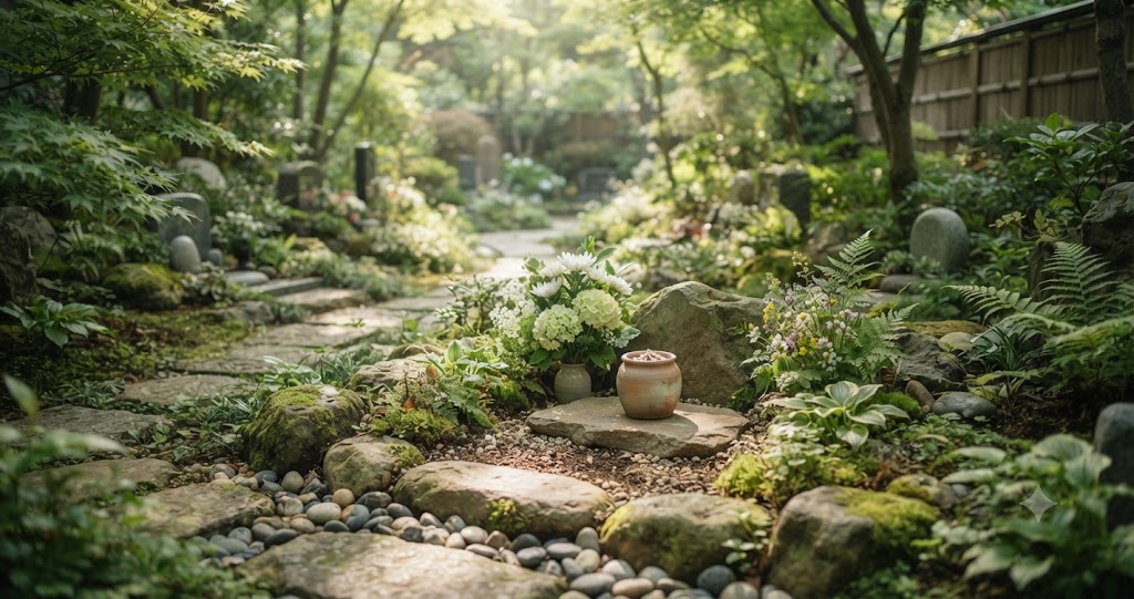 合同墓へ花を供える場面を表すイメージ画像