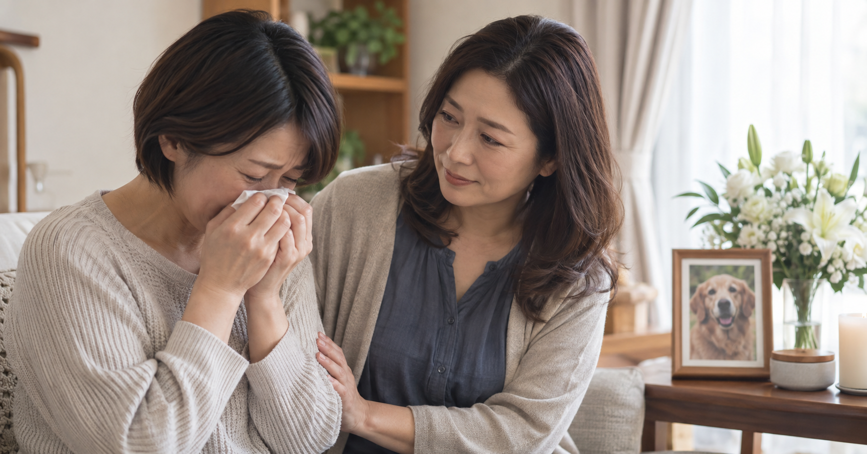 ペットとの別れで仕事を休む場面を表すイメージ画像