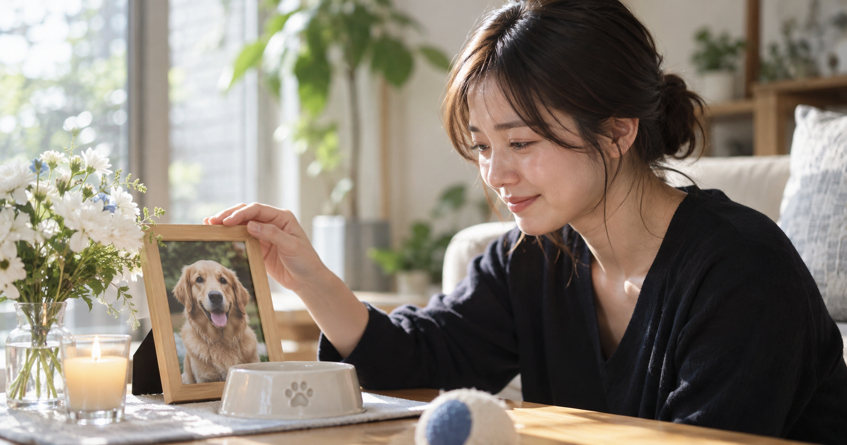 ペットを亡くした悲しみに寄り添う言葉を表すイメージ画像