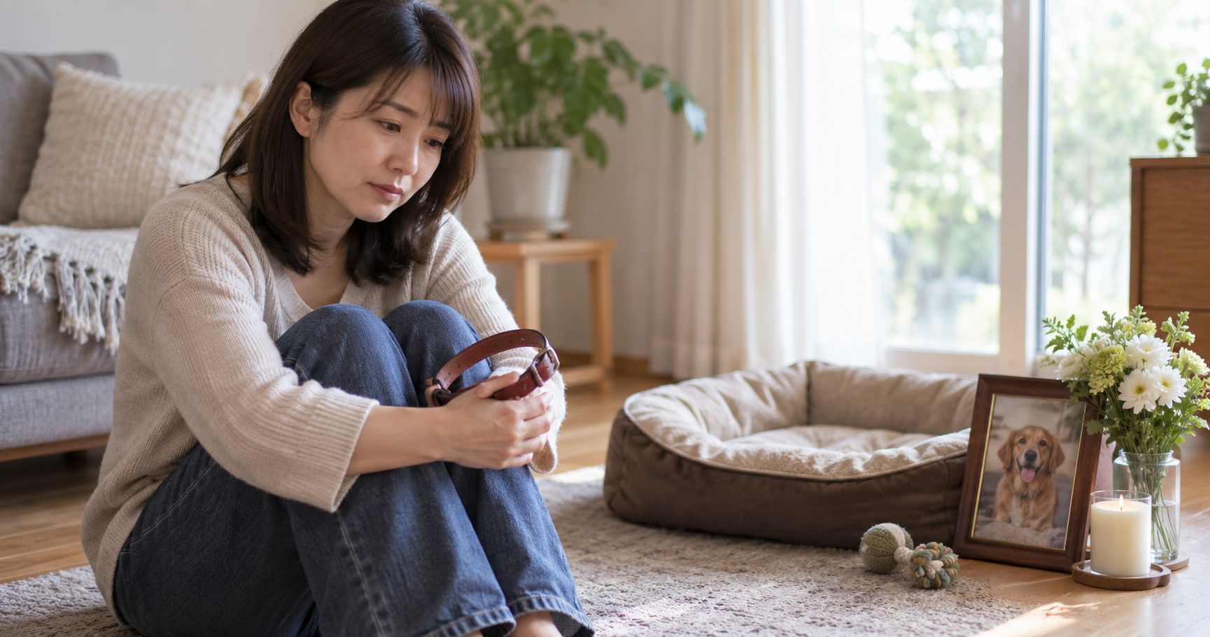 愛犬との思い出と別れの寂しさを表すイメージ画像